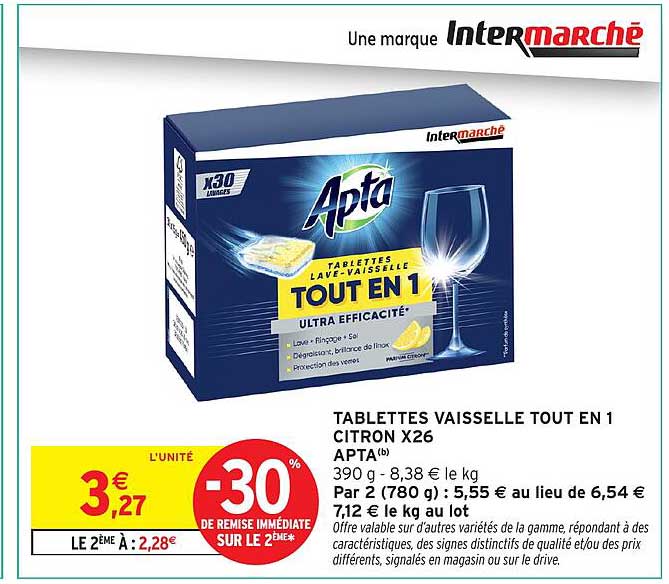 TABLETTES VAISSELLE TOUT EN 1 CITRON X26 APTA(b)