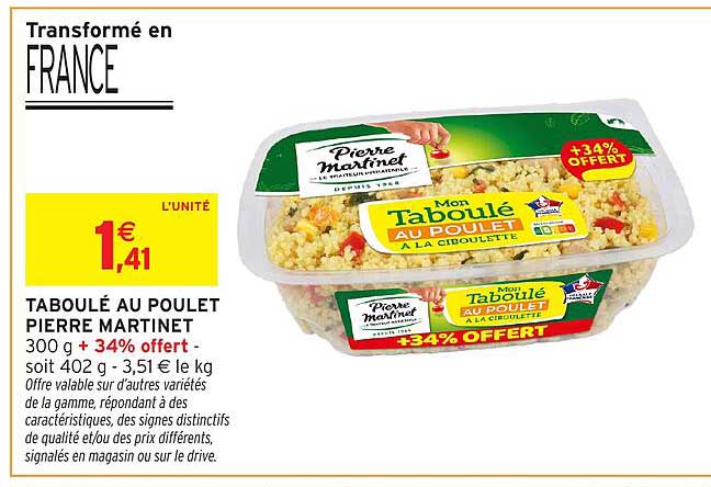 TABOULÉ AU POULET PIERRE MARTINET