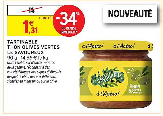 TARTINABLE THON OLIVES VERTES LE SAVOUREUX