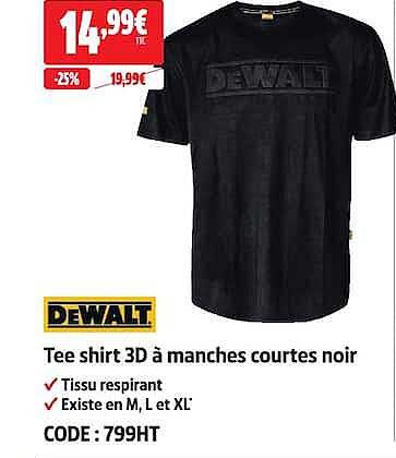 Tee shirt 3D à manches courtes noir