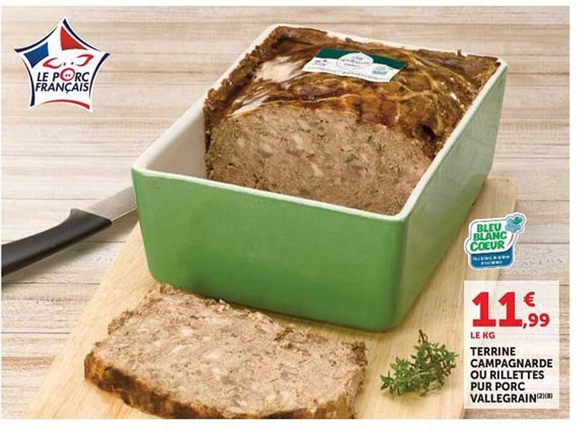 TERRINE CAMPAGNARDE OU RILLETTES PUR PORC VALLEGRAIN