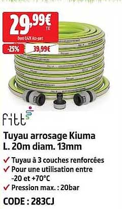 Tuyau arrosage Kiuma L. 20m diam. 13mm