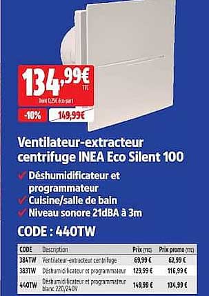 Ventilateur-extracteur centrifuge INEA Eco Silent 100