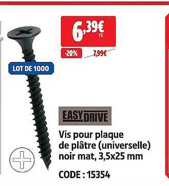 Vis pour plaque de plâtre (universelle) noir mat, 3,5x25 mm