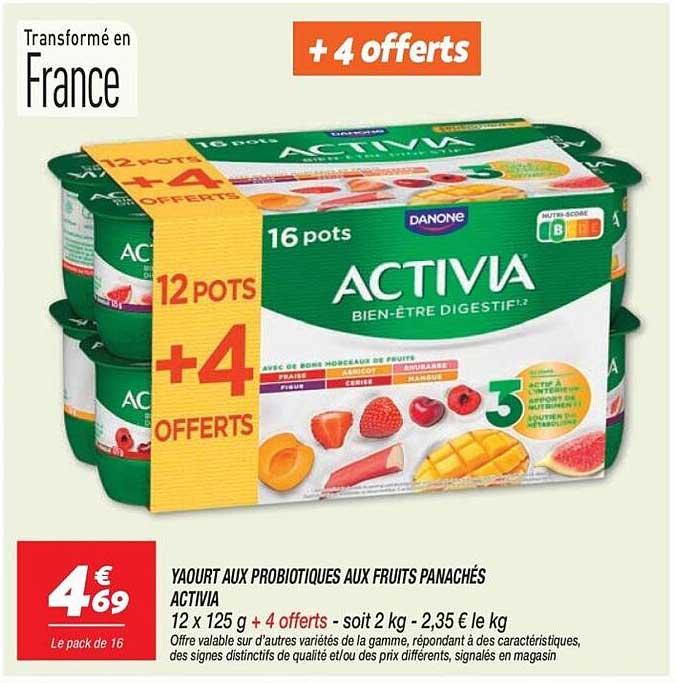 YAOURT AUX PROBIOTIQUES AUX FRUITS PANACHÉS ACTIVIA
