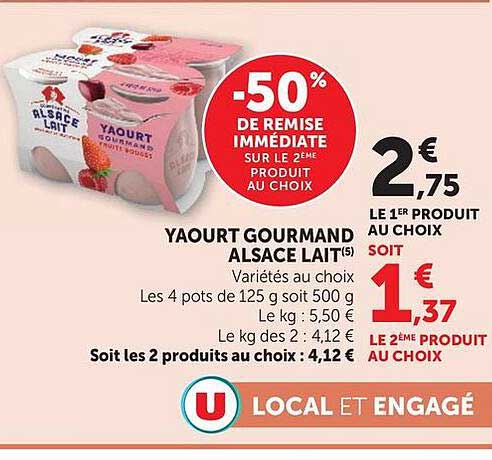 YAOURT GOURMAND ALSACE LAIT(5) - Variétés au choix
