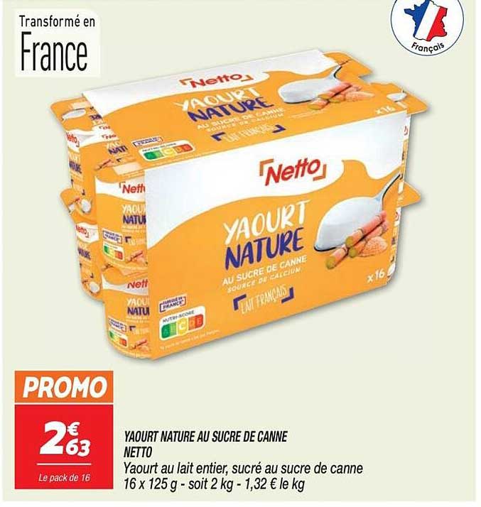 YAOURT NATURE AU SUCRE DE CANNE NETTO