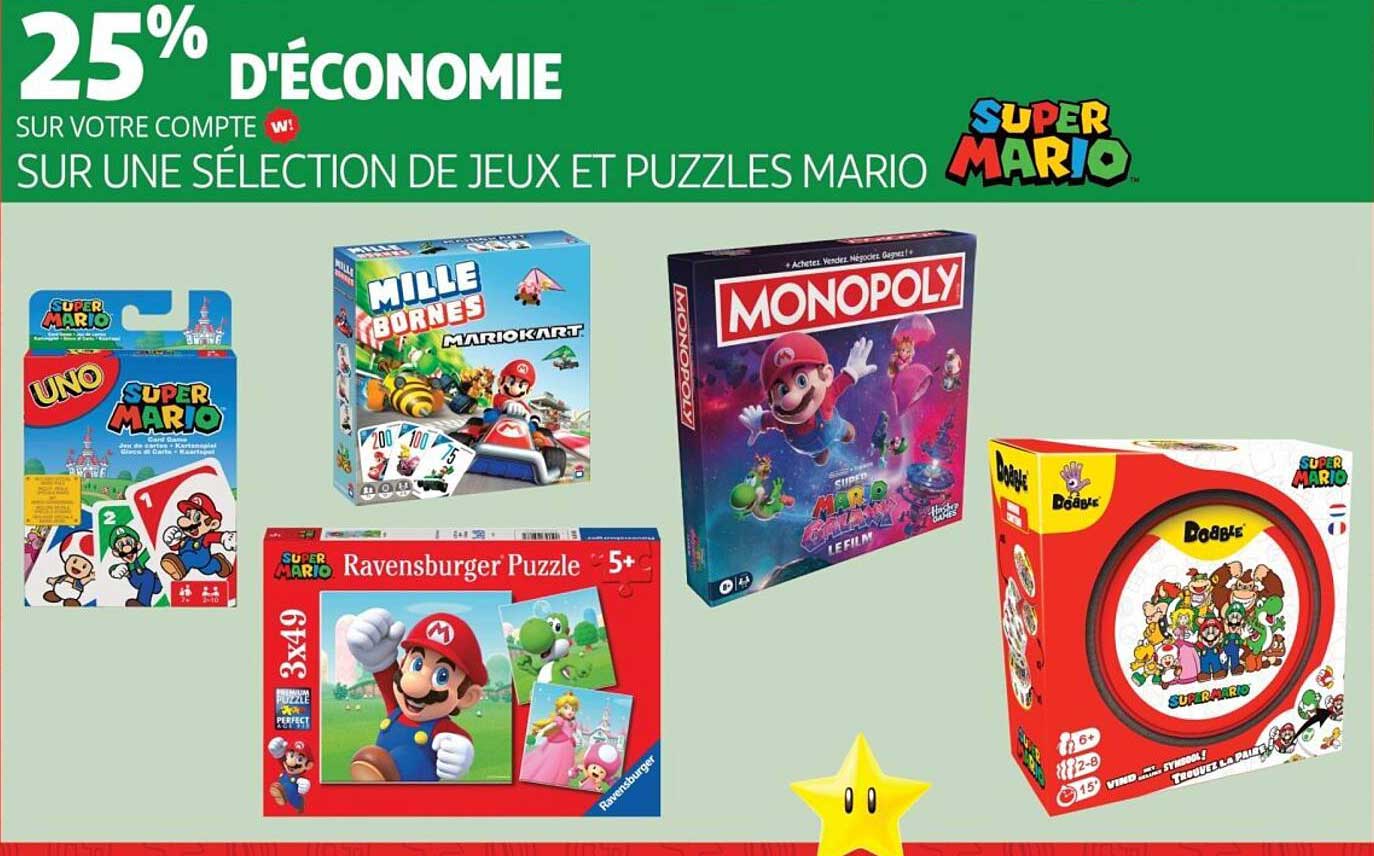 25% D'ÉCONOMIE SUR VOTRE COMPTE W! SUR UNE SÉLECTION DE JEUX ET PUZZLES MARIO