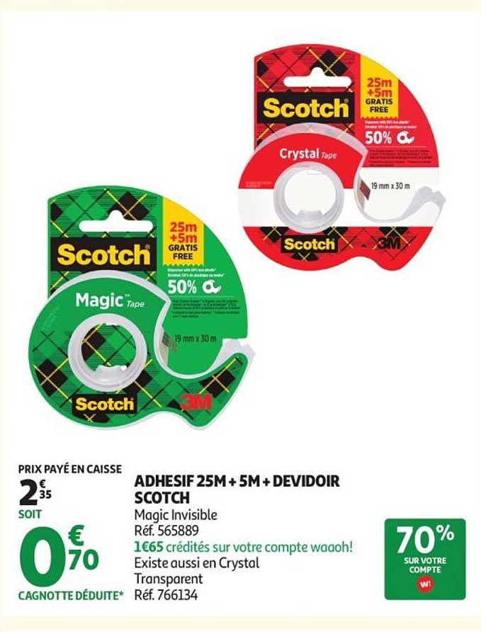 ADHESIF 25M + 5M + DEVIDOIR SCOTCH