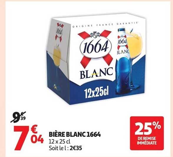 BIÈRE BLANC 1664 12 x 25 cl Soit le L : 2€35
