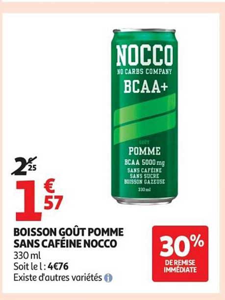 BOISSON GOÛT POMME SANS CAFÉINE NOCCO