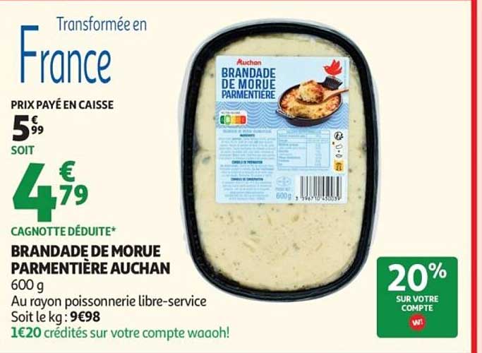 BRANDADE DE MORUE PARMENTIERE AUCHAN