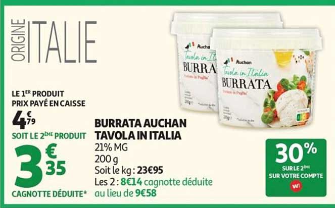 BURRATA AUCHAN TAVOLA IN ITALIA