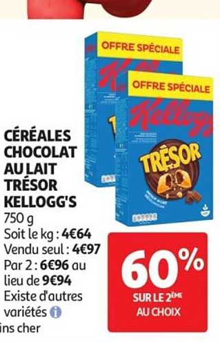 CÉRÉALES CHOCOLAT AU LAIT TRÉSOR KELLOGG'S