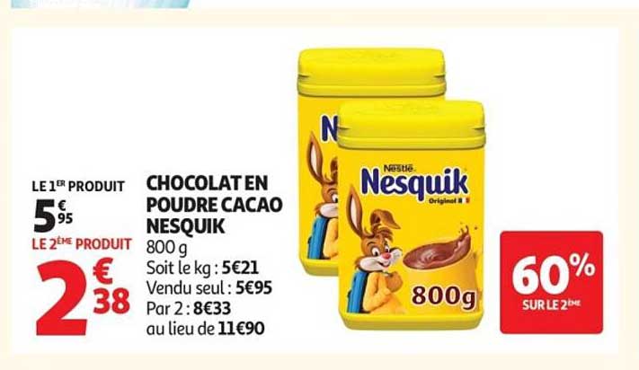 CHOCOLAT EN POUDRE CACAO NESQUIK 800 g