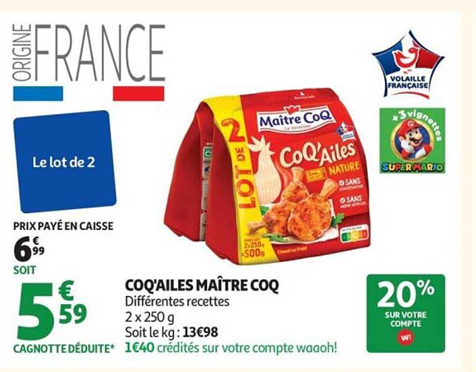 COQ'AILES MAÎTRE COQ Différentes recettes 2 x 250 g