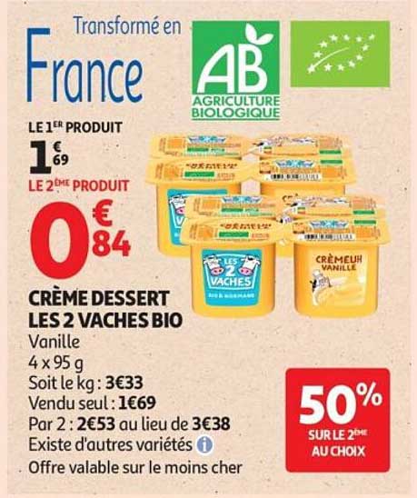 CRÈME DESSERT LES 2 VACHES BIO