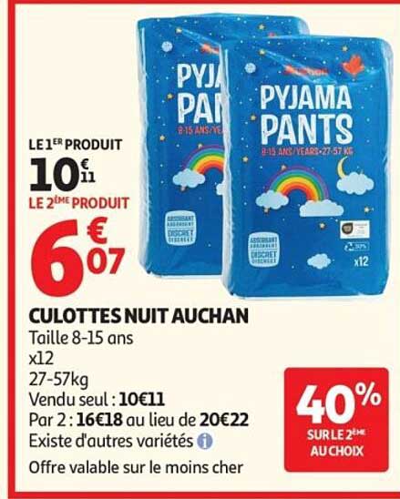 CULOTTES NUIT AUCHAN