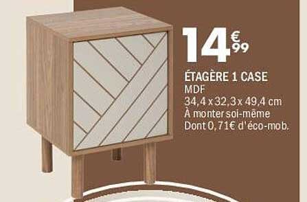 ÉTAGÈRE 1 CASE MDF 34,4 x 32,3 x 49,4 cm A monter soi-même Dont 0,71€ d'éco-mob.