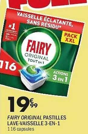 FAIRY ORIGINAL PASTILLES LAVE-VAISSELLE 3-EN-1 116 capsules