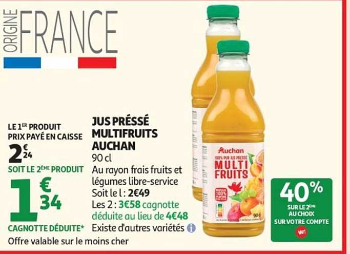 JUS PRESSÉ MULTIFRUITS AUCHAN