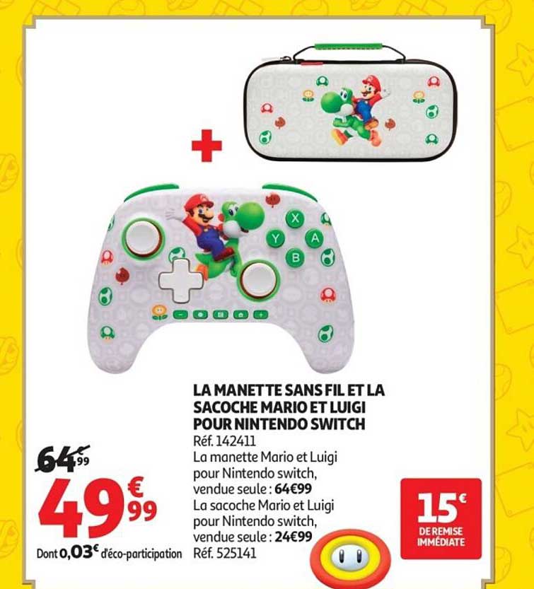 LA MANETTE SANS FIL ET LA SACOCHE MARIO ET LUIGI POUR NINTENDO SWITCH