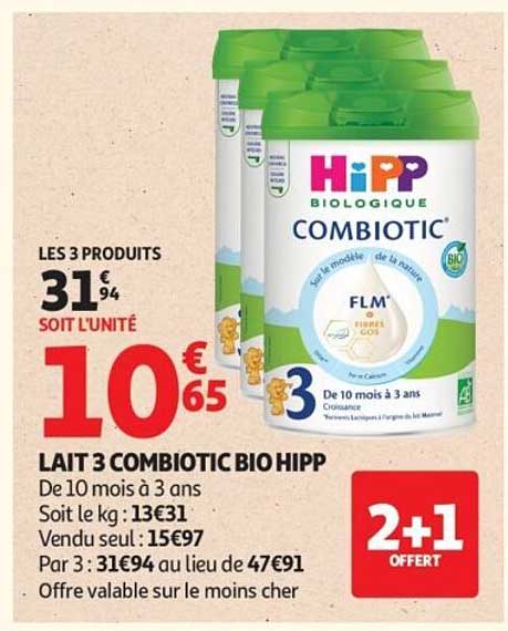 LAIT 3 COMBIOTIC BIO HIPP De 10 mois à 3 ans