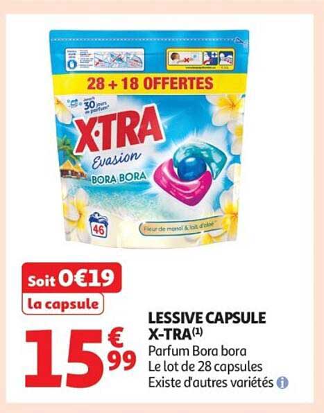 LESSIVE CAPSULE X-TRA(1) Parfum Bora bora Le lot de 28 capsules Existe d'autres variétés