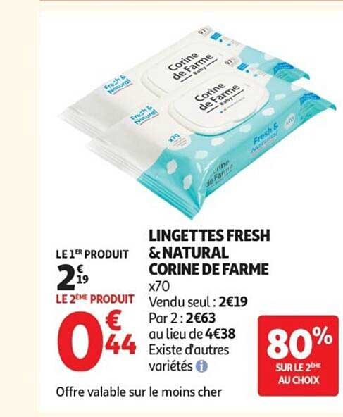 LINGETTES FRESH & NATURAL CORINE DE FARME x70