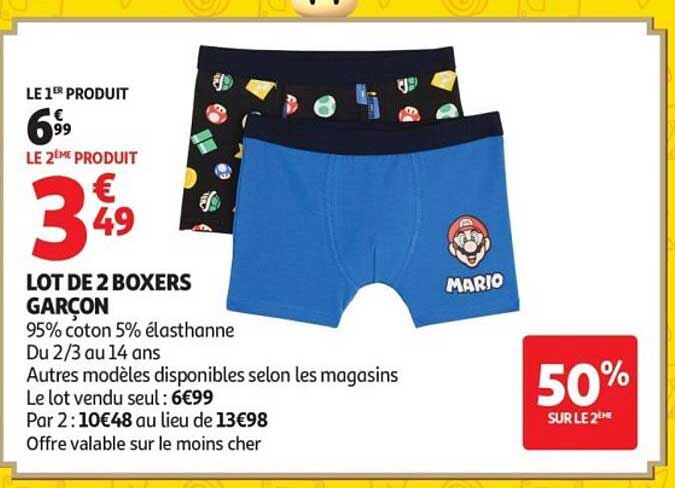 LOT DE 2 BOXERS GARCON