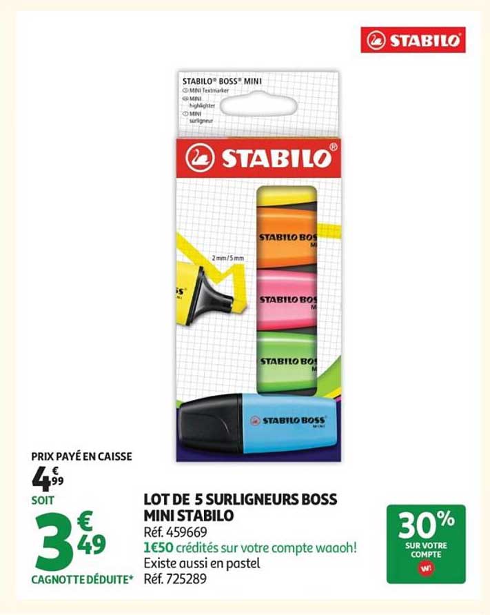 LOT DE 5 SURIGNEURS BOSS MINI STABILO