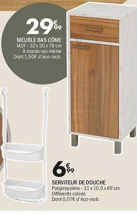 MEUBLE BAS COMÉ MDF - 32 x 30 x 78 cm A monter soi-même Dont 1,50€ d'éco-mob.