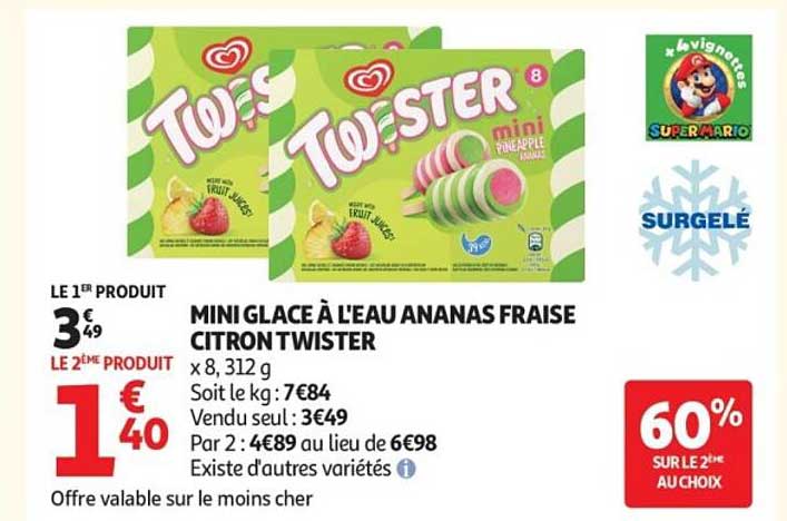 MINI GLACE À L'EAU ANANAS FRAISE CITRON TWISTER