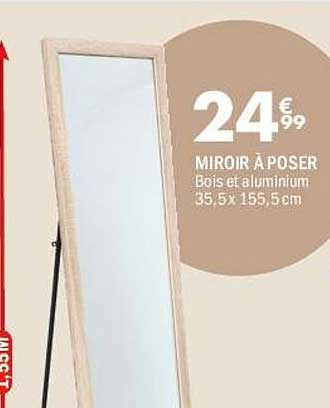 MIROIR À POSER Bois et aluminium 35.5 x 155.5 cm