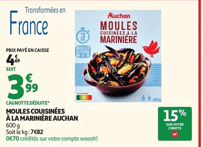 MOULES CUISINÉES À LA MARINIÈRE AUCHAN