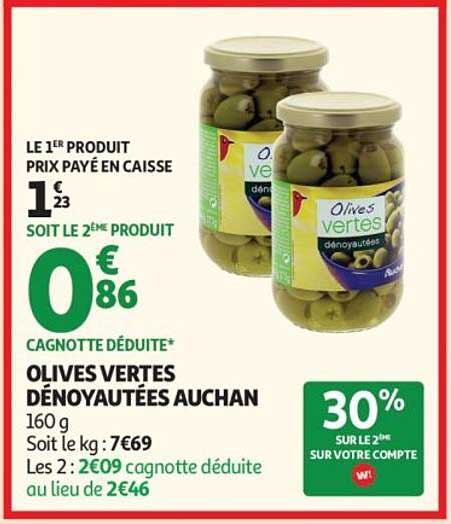 OLIVES VERTES DÉNOYAUTÉES AUCHAN