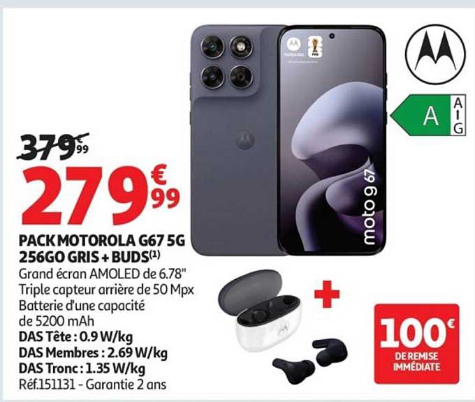 PACK MOTOROLA G67 5G 256GO GRIS + BUDS(1)