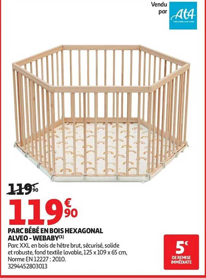 PARC BÉBÉ EN BOIS HEXAGONAL ALVEO - WEBABY(1)