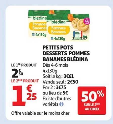 PETITS POTS DESSERTS POMMES BANANES BLÉDINA