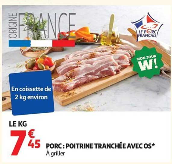 PORC : POITRINE TRANCHÉE AVEC OS*