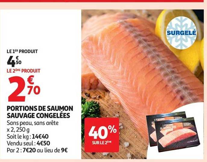 PORTIONS DE SAUMON SAUVAGE CONGELÉES