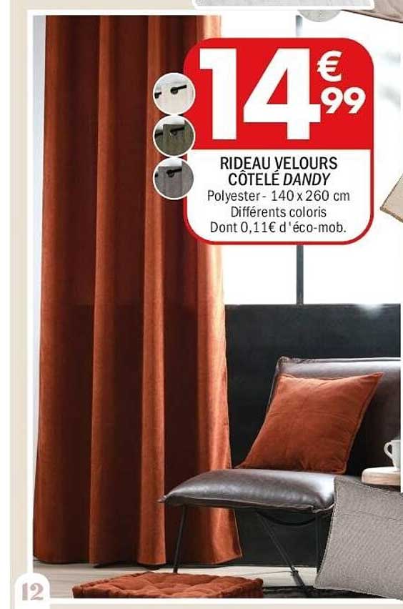 RIDEAU VELOURS CÔTELÉ DANDY