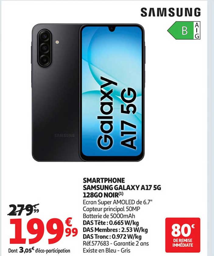 SMARTPHONE SAMSUNG GALAXY A17 5G 128GO NOIR(1)