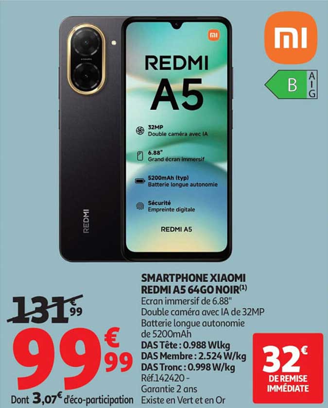 SMARTPHONE XIAOMI REDMI A5 64GO NOIR(1)