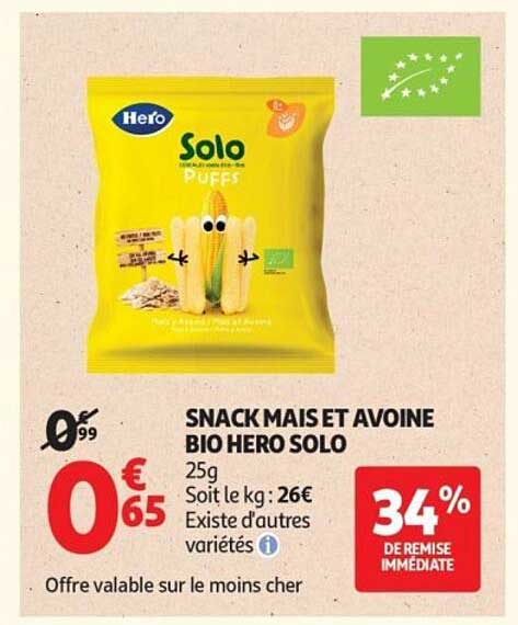SNACK MAÏS ET AVOINE BIO HERO SOLO