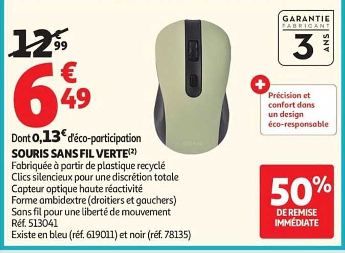 SOURIS SANS FIL VERTE(2)