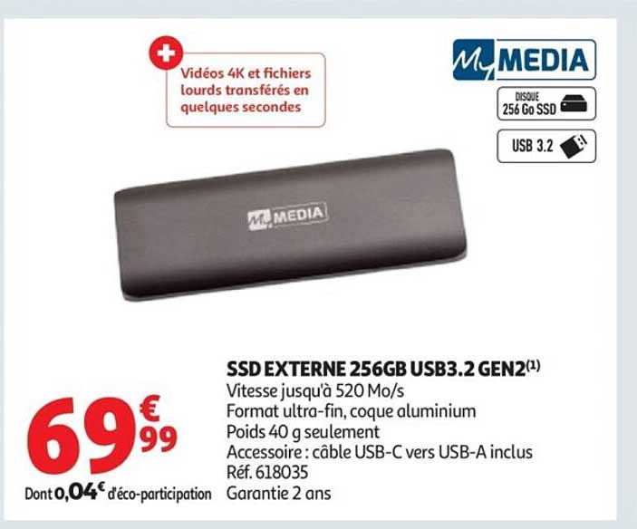 SSD EXTERNE 256GB USB3.2 GEN2(1)