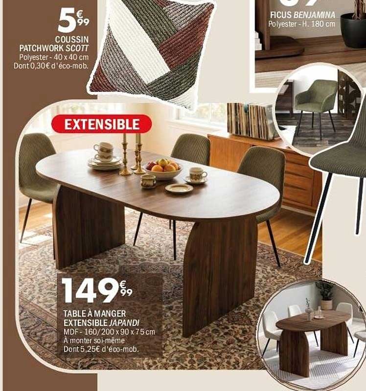 TABLE À MANGER EXTENSIBLE JAPANDI