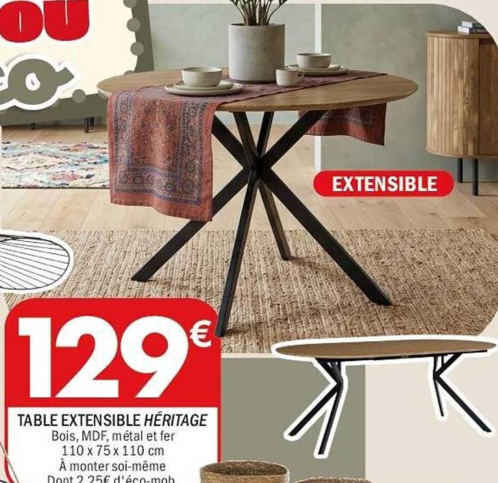 TABLE EXTENSIBLE HÉRITAGE