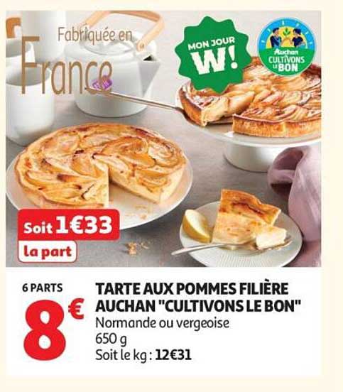 TARTE AUX POMMES FILIÈRE AUCHAN "CULTIVONS LE BON"